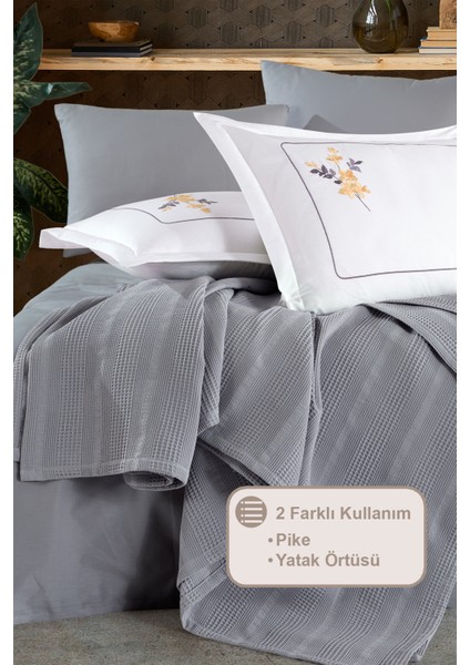 Melany Pike Çift Kişilik %100 Pamuk (200X220 Cm) Gri fiyatları