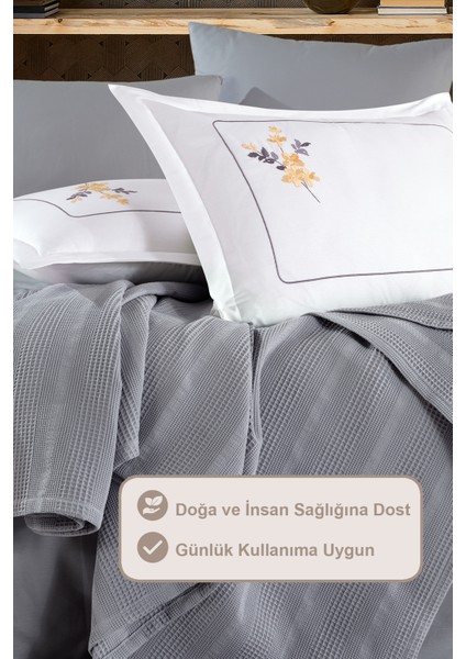 Melany Pike Çift Kişilik %100 Pamuk (200X220 Cm) Gri modelleri