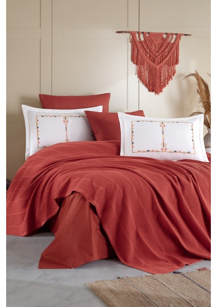 Melany Pike Çift Kişilik %100 Pamuk (200X220 Cm) Tarçın