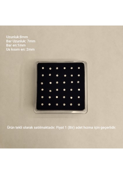 925 Ayar Gümüş Zirkon Taşlı Top Model Gümüş 1 Adet Hızma (2mm)