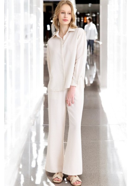 Yazlık Rahat Gömlek Pantolon İkili Keten Takım