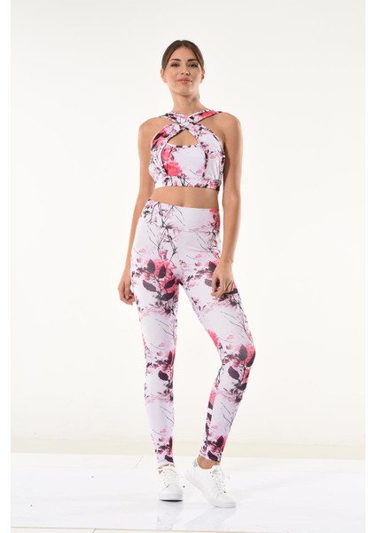 Derya Kurşun Kadın Çiçek Desenli Büstiyer Tayt Takım 530 fırsatları