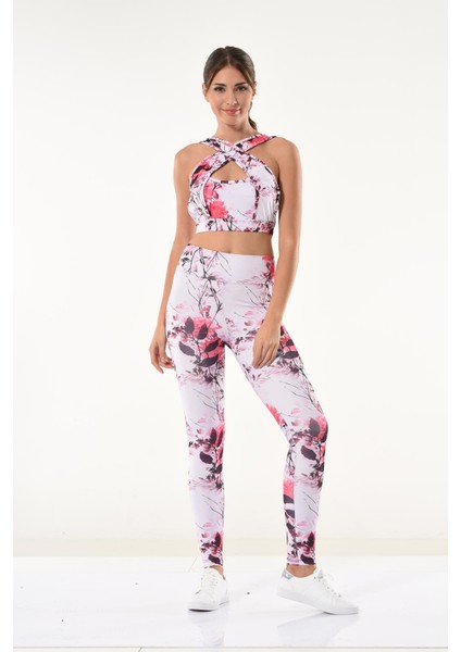 Derya Kurşun Kadın Çiçek Desenli Büstiyer Tayt Takım 530 indirimleri