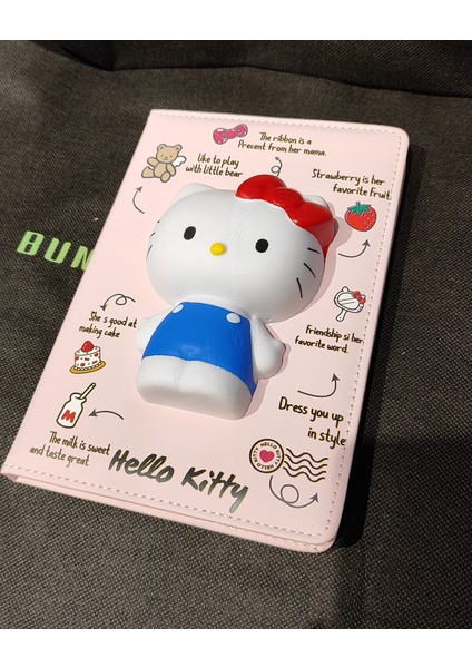 Hello Kitty 3D Kapaklı Cilltli Çizgili Defter