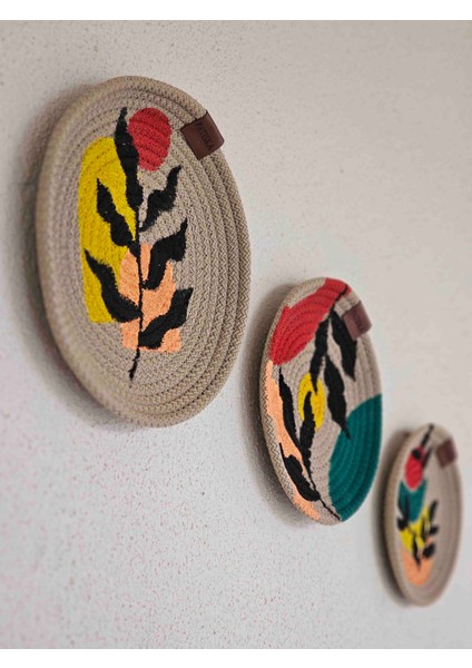 El Yapımı Akrilik Boyalı Jüt Duvar Dekoru Seti (16-19-22 Cm) | Patiska Tasarım