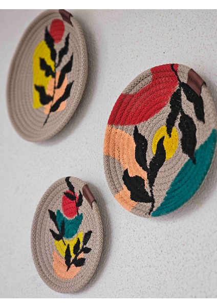 El Yapımı Akrilik Boyalı Jüt Duvar Dekoru Seti (16-19-22 Cm) | Patiska Tasarım fiyatları