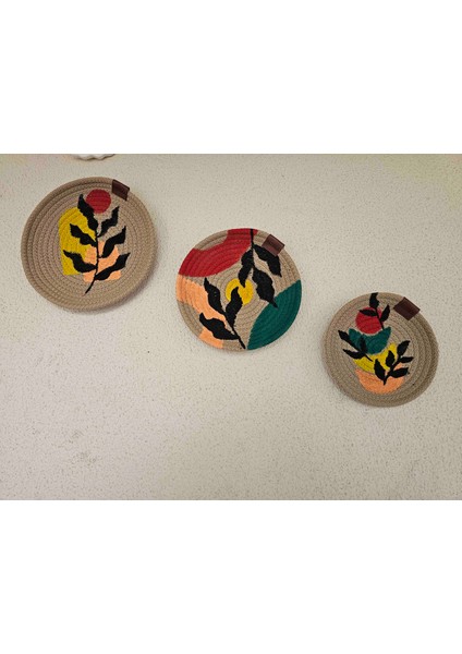 El Yapımı Akrilik Boyalı Jüt Duvar Dekoru Seti (16-19-22 Cm) | Patiska Tasarım fırsatları