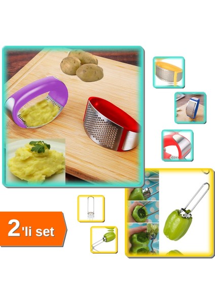 Biberoy Pratik Dolma Biber Oyacağı + Pratik Patates Püresi Yapma Aleti - 2li Set DEF456