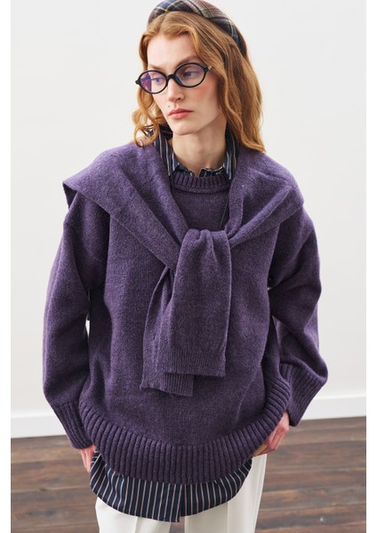 Chunky Oversıze Kazak Mor