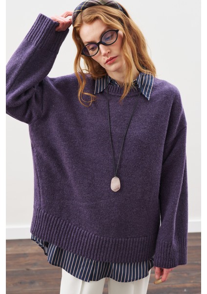 Chunky Oversıze Kazak Mor fiyatları