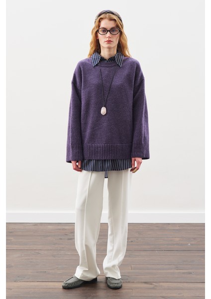 Chunky Oversıze Kazak Mor modelleri