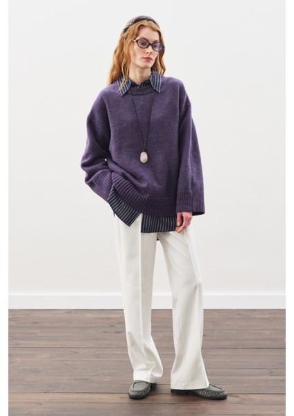 Chunky Oversıze Kazak Mor fırsatları