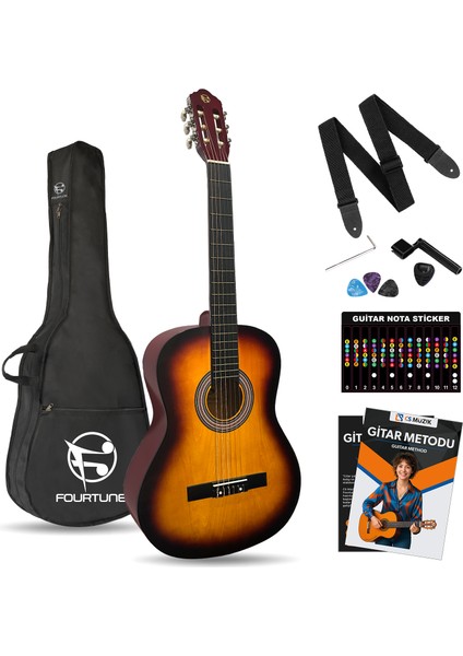 Luca C-180SB Sunburst Klasik Gitar Seti 4/4 Sap Ayarlı