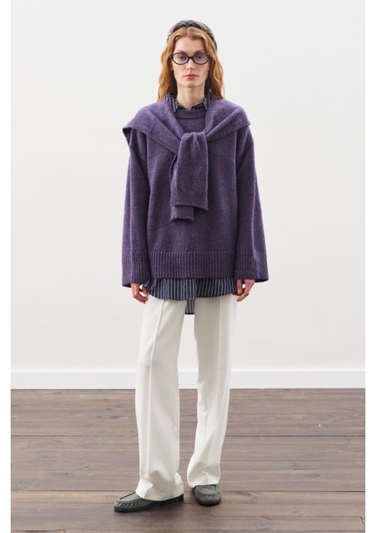Chunky Oversıze Kazak Mor