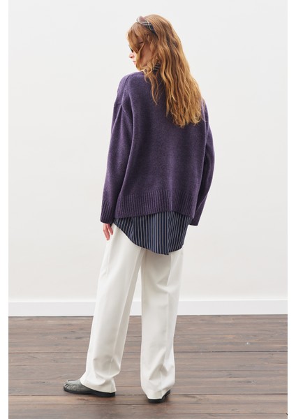 Chunky Oversıze Kazak Mor