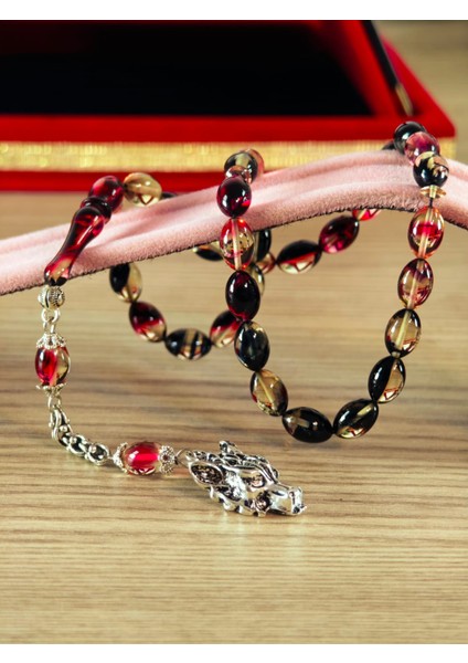 Ateş Kehribar Tesbih Sistem Püsgüllü Orjinal Ürün