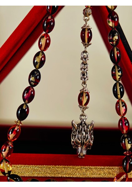 Ateş Kehribar Tesbih Sistem Püsgüllü Orjinal Ürün