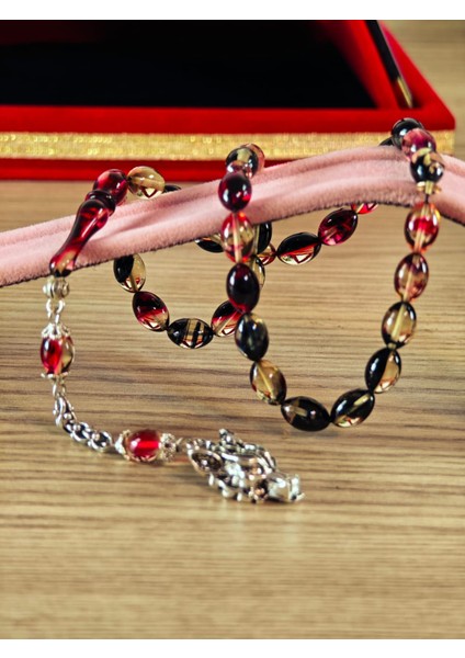 Ateş Kehribar Tesbih Sistem Püsgüllü Orjinal Ürün