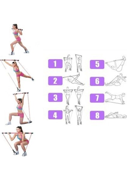 Portable Studio Pilates Jimnastik Egzersiz Çubuğu Siyah Kondisyon Barı Aleti Direnç Lastiği fiyatları