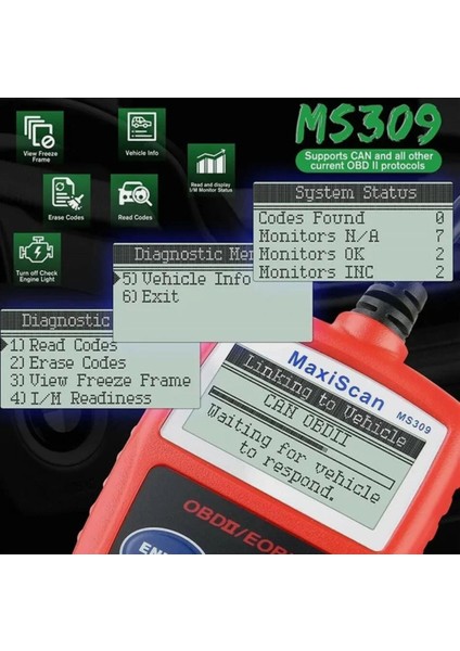 Can Obdıı Kod Okuyucu MS309 Can Obdıı Eobd Kod Okuyucu fiyatları