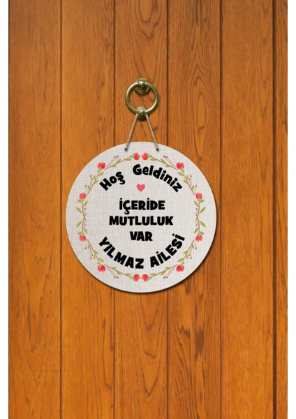 Kapı Süsü Hoş Geldiniz Içeride Mutluluk Var Yazılı Ahşap Baskı Kişiye Özel Tasarım fiyatları