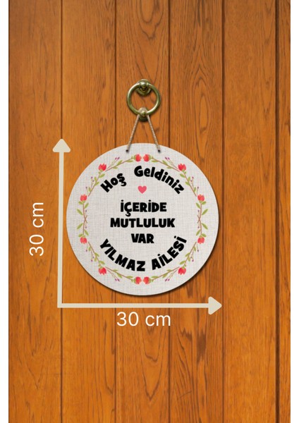 Kapı Süsü Hoş Geldiniz Içeride Mutluluk Var Yazılı Ahşap Baskı Kişiye Özel Tasarım fırsatları
