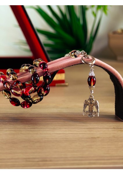 Ateş Kehribar Tesbih Sistem Püsgüllü Orjinal Ürün