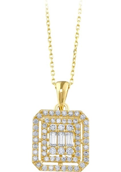 Baget Taşlı Altın Kolye - 14K