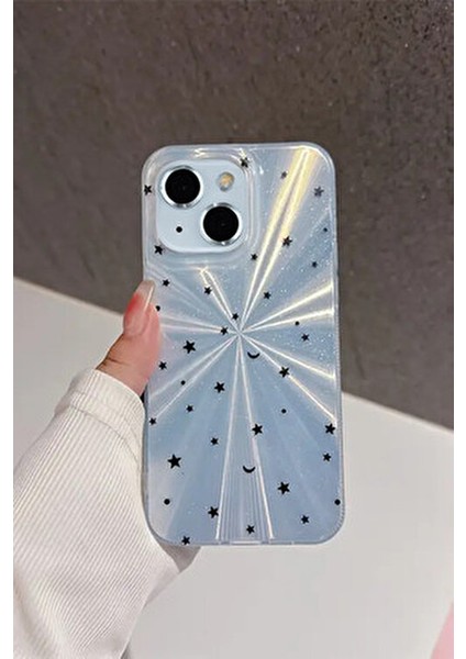 Apple iPhone 13/14 Uyumlu – Mavi Yıldız Patlaması Desenli Parlak Şeffaf Silikon Kılıf modelleri