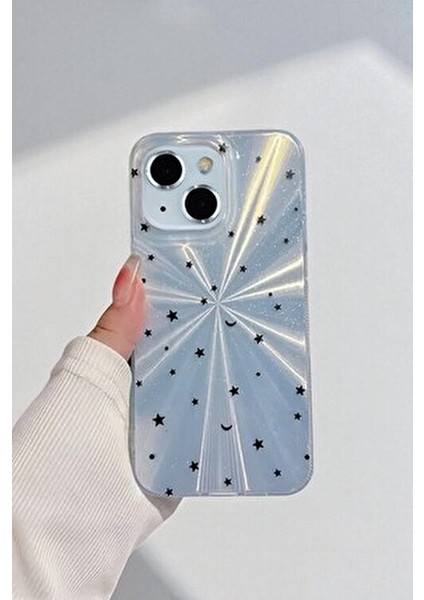 Apple iPhone 13/14 Uyumlu – Mavi Yıldız Patlaması Desenli Parlak Şeffaf Silikon Kılıf fırsatları