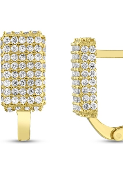 Taşlı Tasarım Altın Küpe - 14K fiyatları