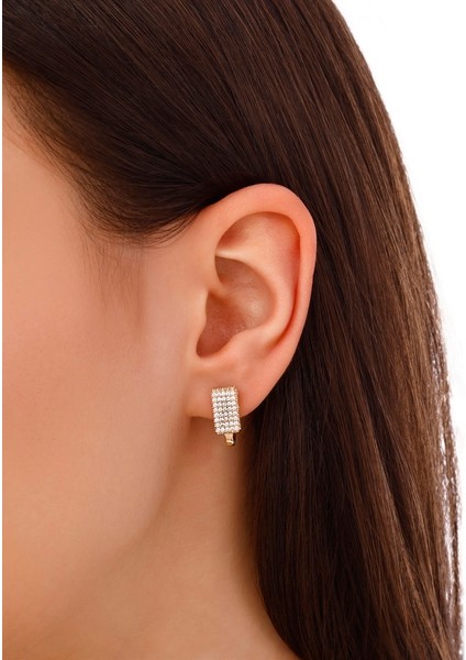 Taşlı Tasarım Altın Küpe - 14K modelleri