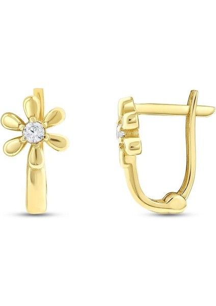 Çiçek Figürlü Altın Çocuk Küpe - 14K