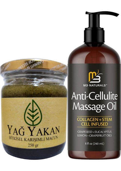 Anti-Cellulite Massage Oil Selülitlerinize 240 ml Masaj Yağı + Yağyakan Macunu 250 gr