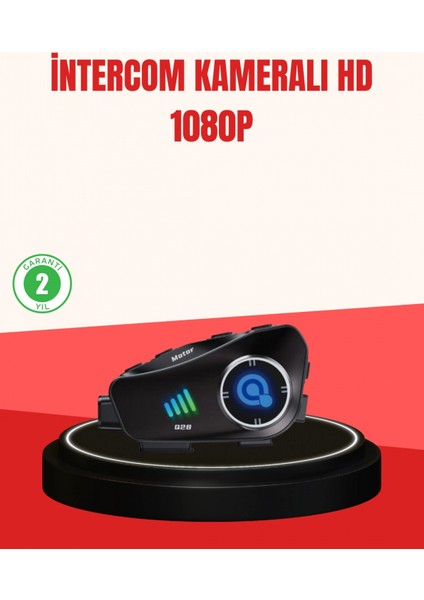 Q28 Kameralı Motosiklet Kask Kulaklık Bluetooth 5.3 Su Geçirmez 1080P Hd