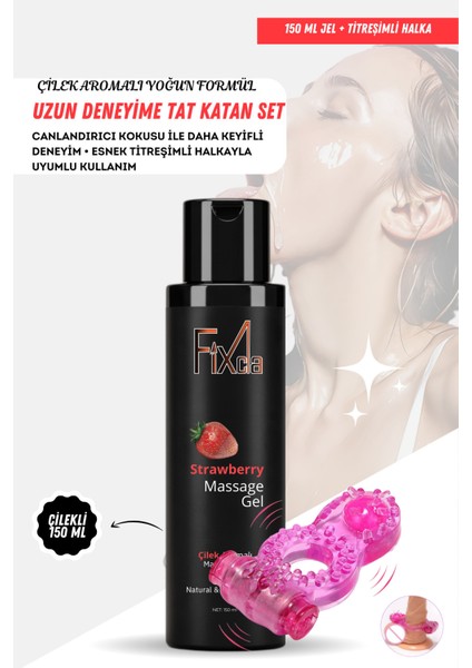 Çilek Aromalı Kayganlaştırıcı Jel 150 ml + Titreşimli Halkası