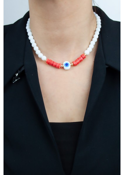 Nazar Boncuklu Oniks ve Mercan Doğaltaş Kolye fiyatları