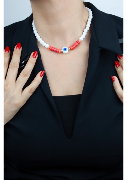 Nazar Boncuklu Oniks ve Mercan Doğaltaş Kolye modelleri