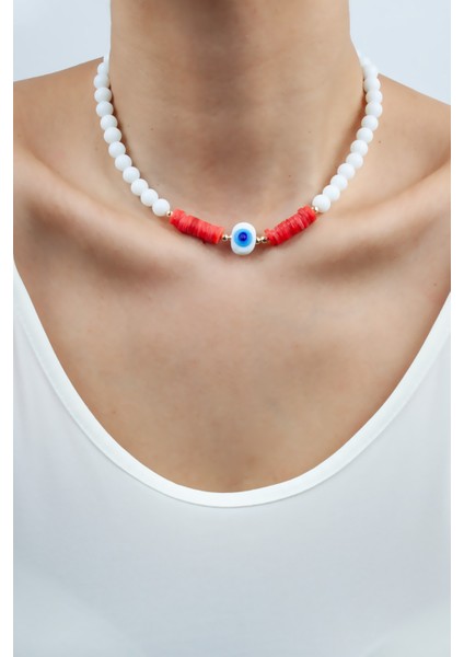 Nazar Boncuklu Oniks ve Mercan Doğaltaş Kolye fırsatları