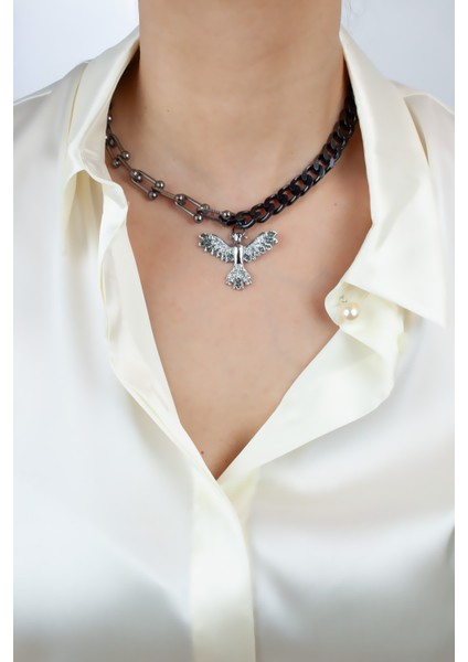 Zirkon Taşlı Ankakuş Figür Kolye