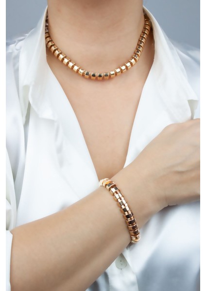 Gold Kolye Bileklik Set