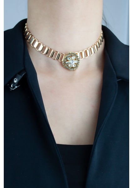 Zirkon ve Kristal Taş Uçlu Geometrik Zincir Kolye modelleri