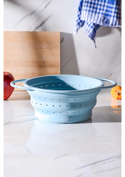Flow Katlanabilir Isıya Dayanıklı Silikon Süzgeç 23 cm | Mavi modelleri