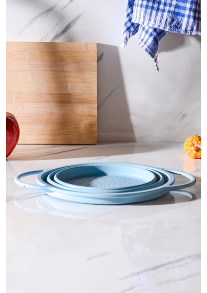Flow Katlanabilir Isıya Dayanıklı Silikon Süzgeç 23 cm | Mavi indirimleri