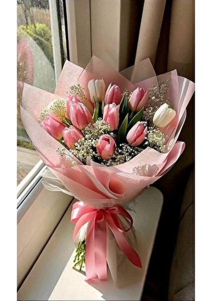 Sevgiliye ve Arkadaşa Hediye, Pembe Lale Buketi, Islak Solmayan Lale