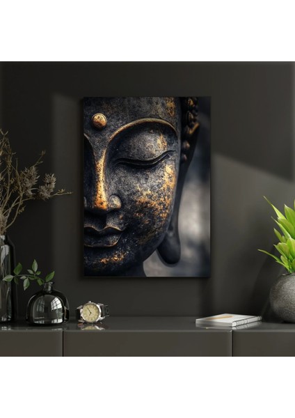 Uv Digital Baskı Cam Tablo Budda Desenli Budist Buda