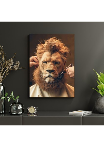 Hd Digital Baskı Aslan Berberde Saç Kesim Berber Duvar Kanvas Tablo fiyatları