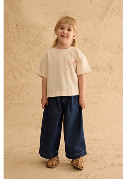 Nakışlı Oversize Keten Gömlek Fil Nakışlı