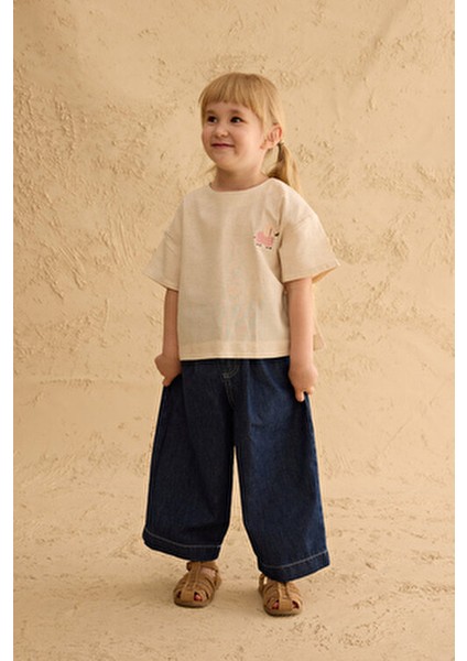 Nakışlı Oversize Keten Gömlek Fil Nakışlı