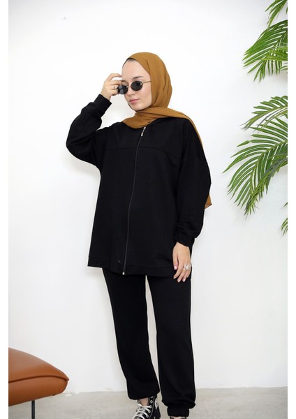 Kapşonlu Fermuar Detay Hırka-Siyah fiyatları